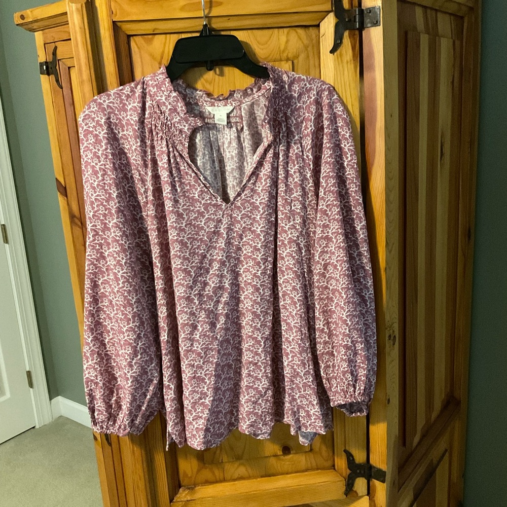 Women's Caslon - pink and white flowy blouse - Sz XL